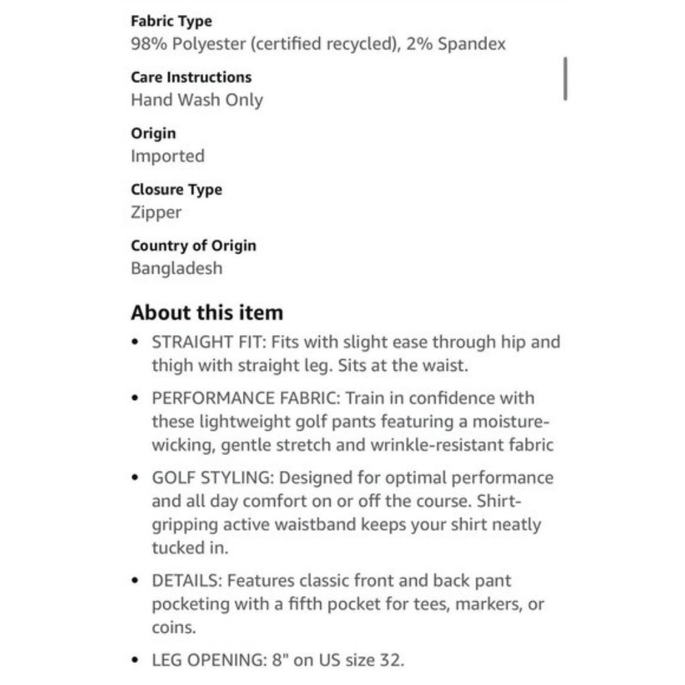 Amazon Essentials Slim Fit Stretch Golf Pants Nwot - image 3